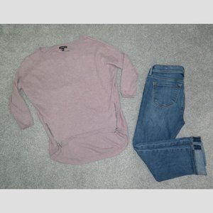 Loft 0P Light Denim Modern Cuffed Crop Jean